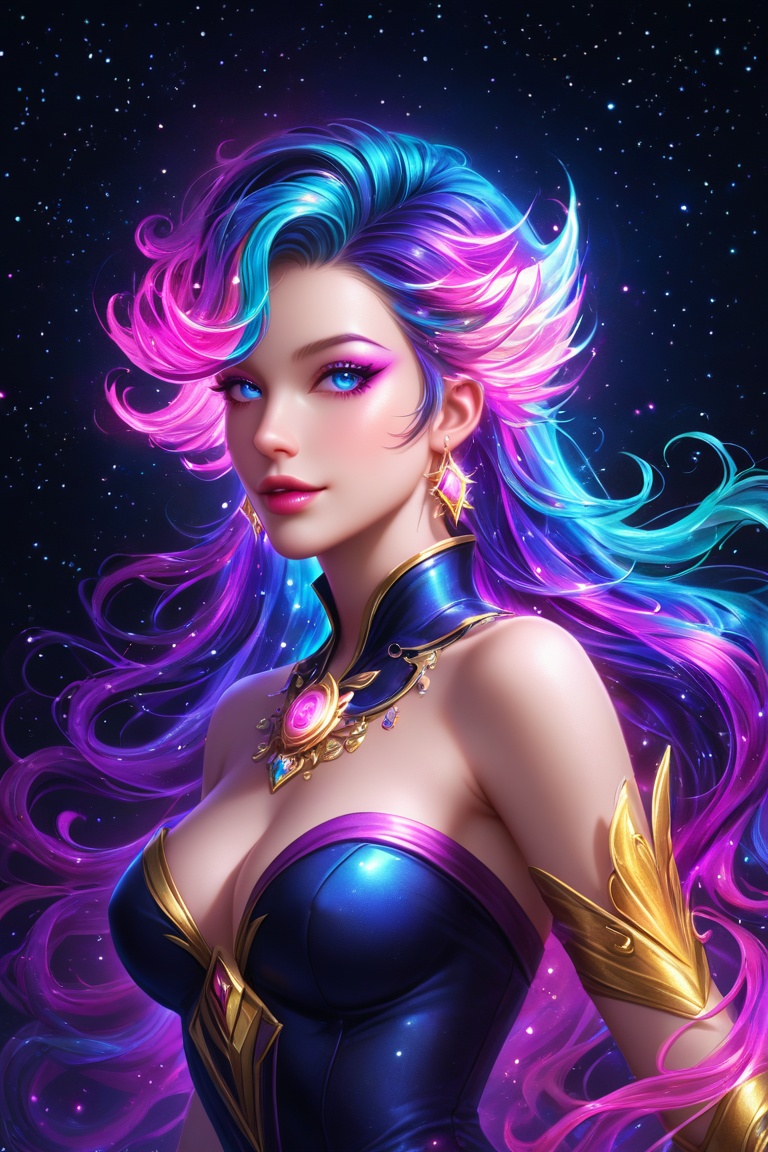 In a cosmic canvas,  a regal owl's profile sits poised on the edge of an unfinished sketch,  as if mid-creation. Vibrant h...