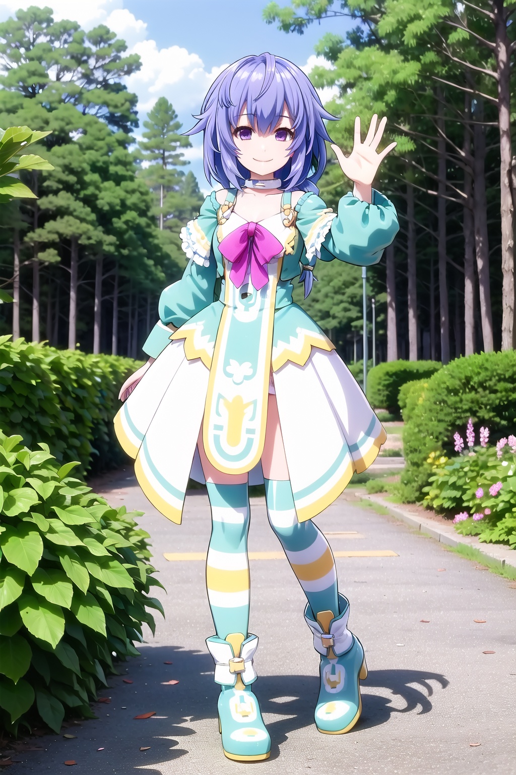 an SMD doll with a smile made of shiny latex waving,  long hair,  wearing a pompous dress made of polished latex on Tensor...
