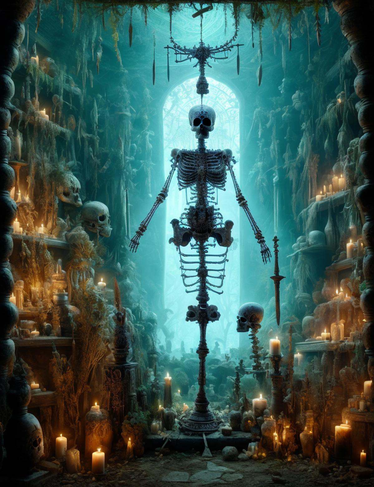 DonM50u13ff1g13 female tomb kings skeleton,  ,  flint dagger by DonMischo on Tensor.Art