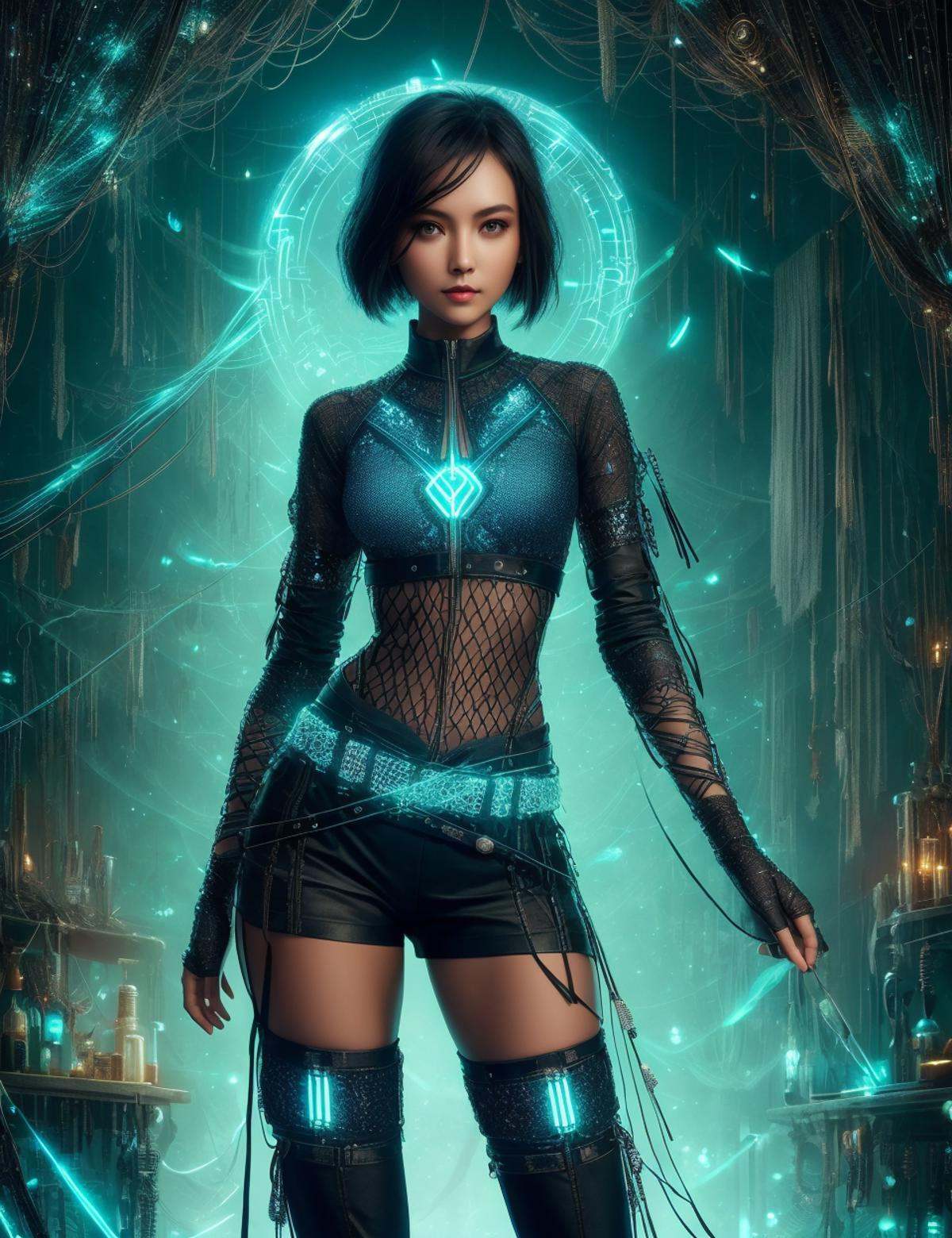 DonM50u13ff1g13 relaxed upper body clothing,  v-neck,  cybernetic nanoweave by DonMischo on Tensor.Art