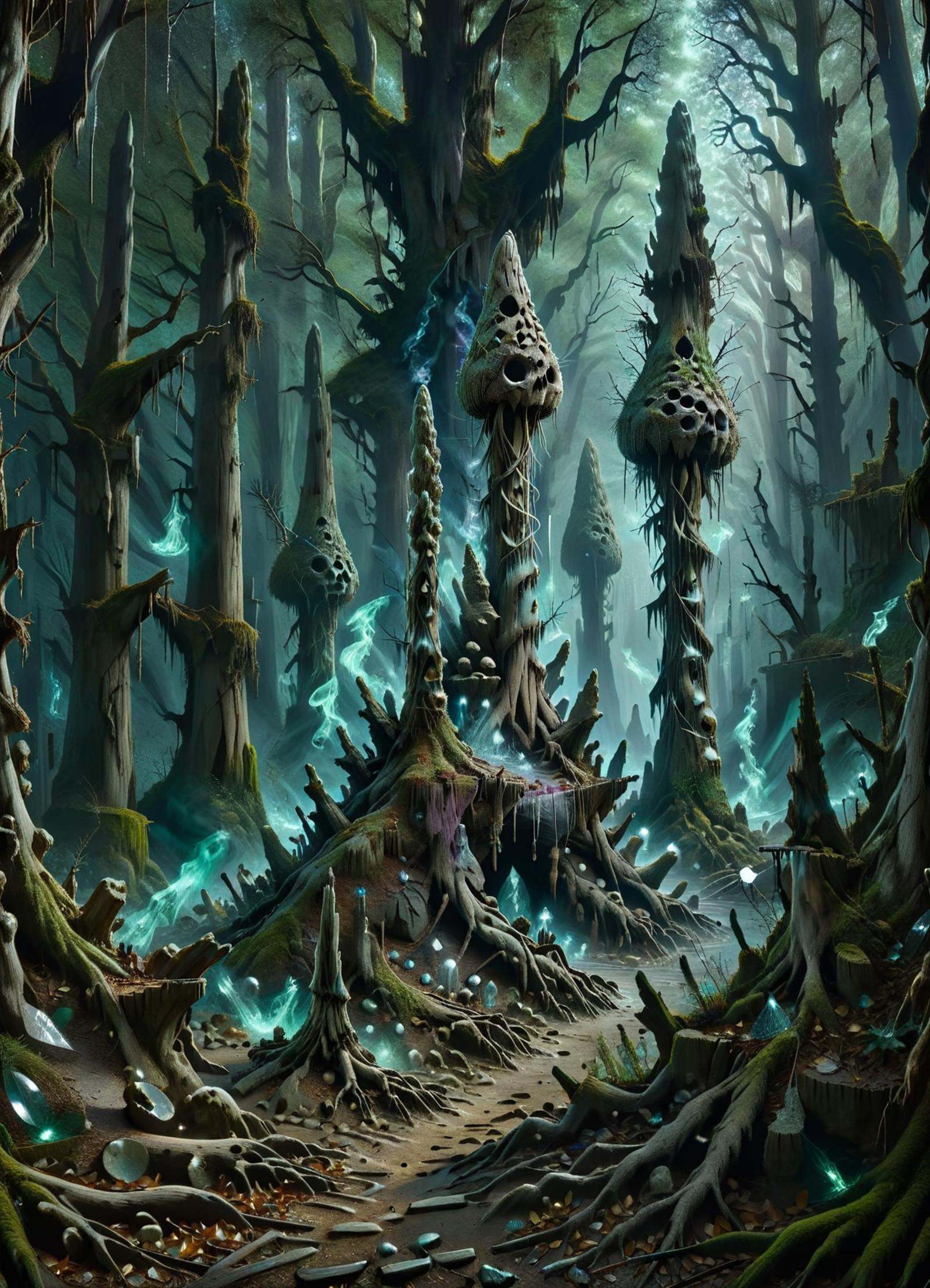 DonM50u13ff1g13XL crystal canyon,  cypress knees,  dark magic by DonMischo on Tensor.Art