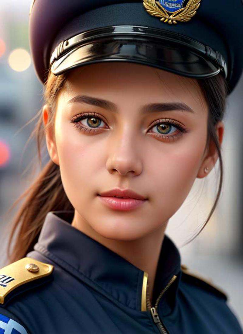 girl policeman,  semi-realistic,  art on Tensor.Art