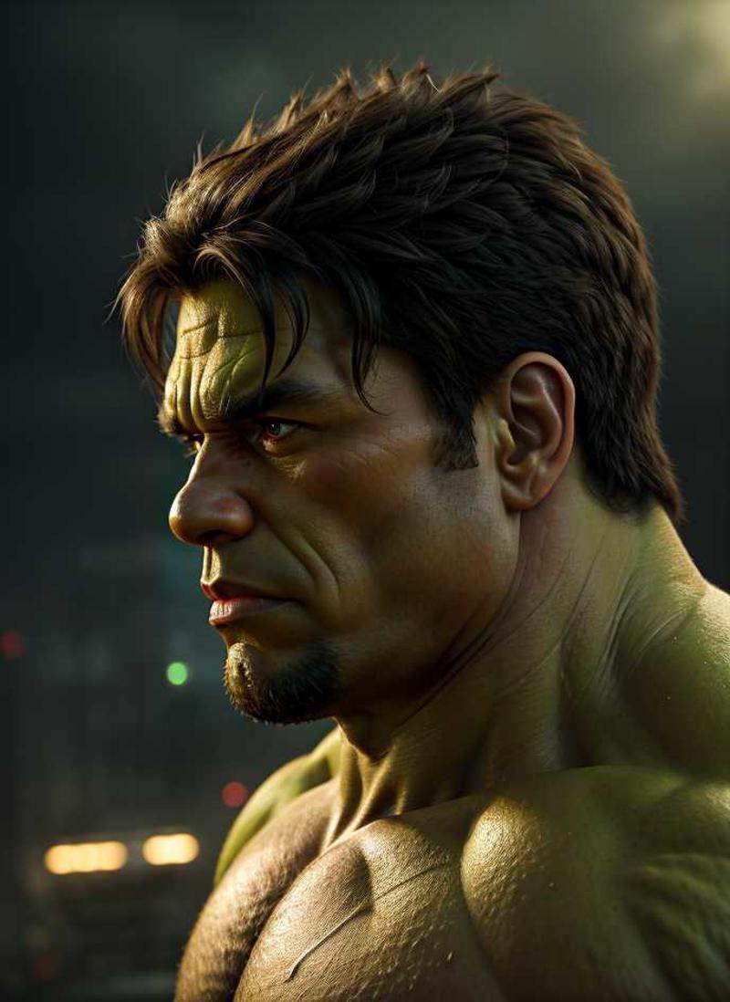 portrait of a hulk,  head and shoulders portrait,  semi-realistic on Tensor.Art