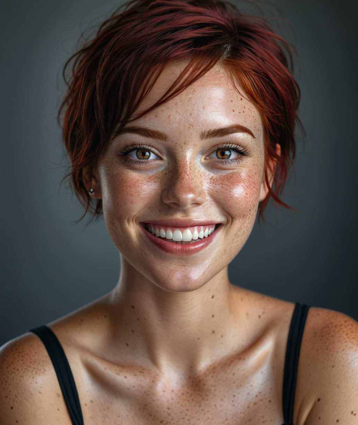 beautiful lady,  (freckles),  big smile on Tensor.Art