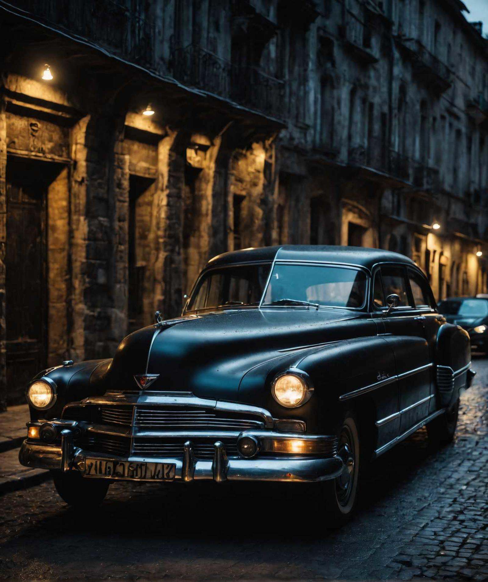cinematic photo of old black car,  perfect environment,  dark shot on Tensor.Art