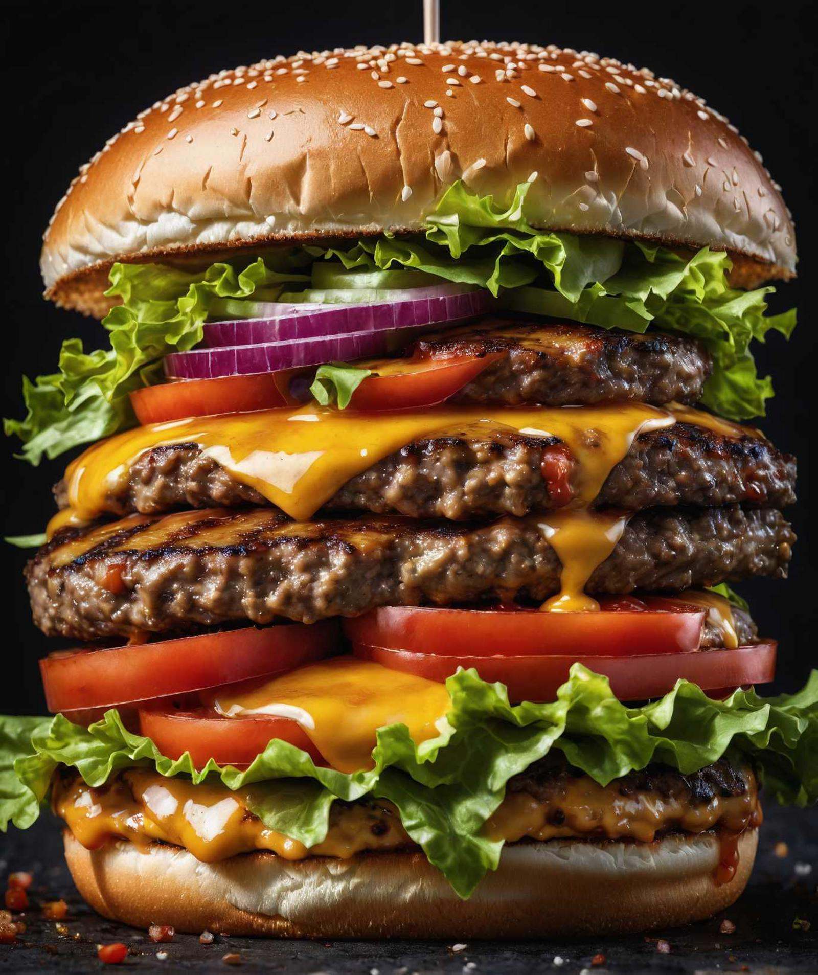 photo of one juicy burger,  juiciness,  appetizing on Tensor.Art