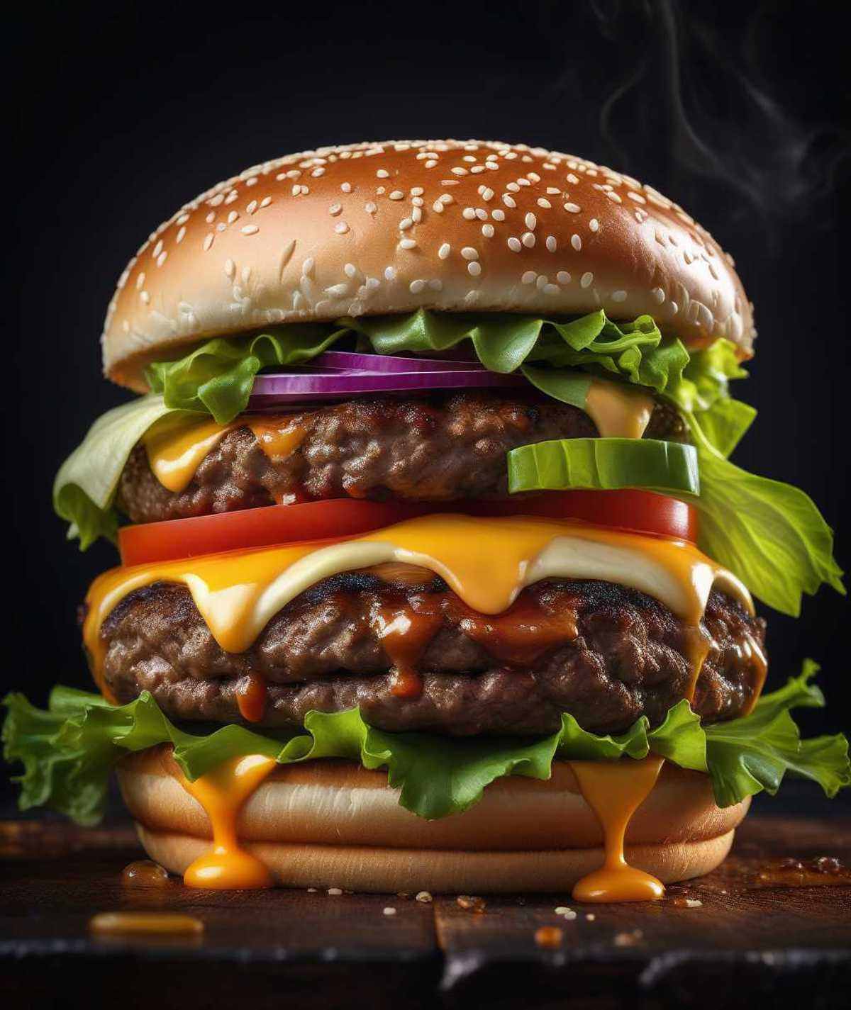 photo of one juicy burger,  juiciness,  appetizing on Tensor.Art