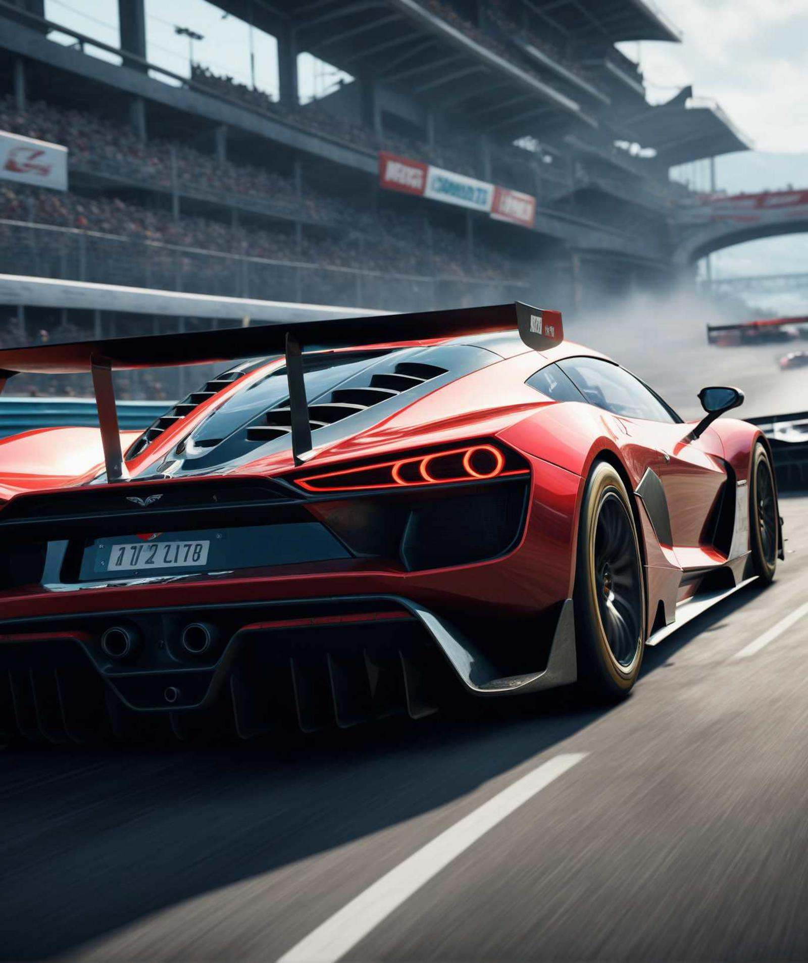 sports car race,  dynamics,  video game on Tensor.Art