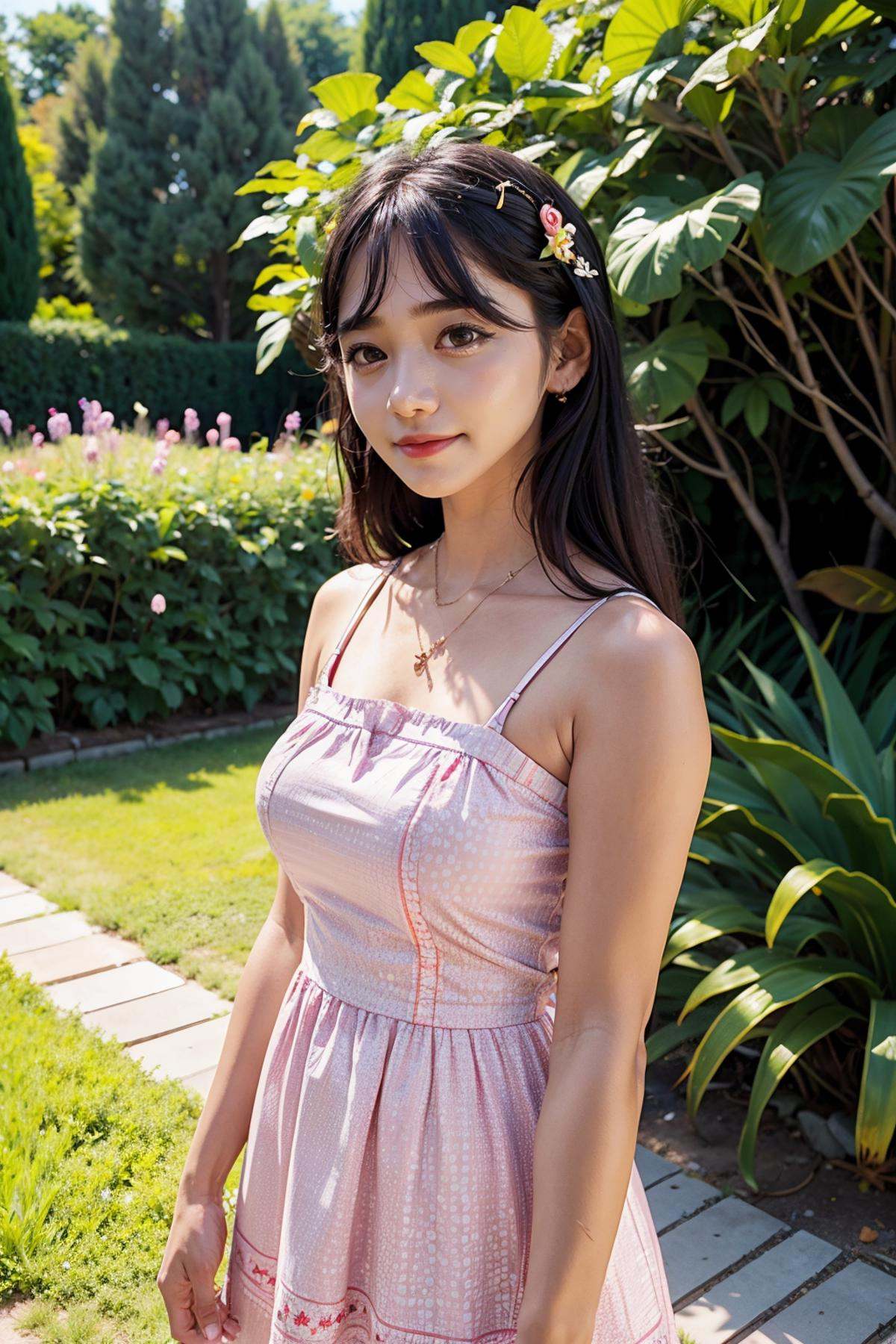 jinnytty,  a woman wearing summer dress in the garden by GGrue on Tensor.Art