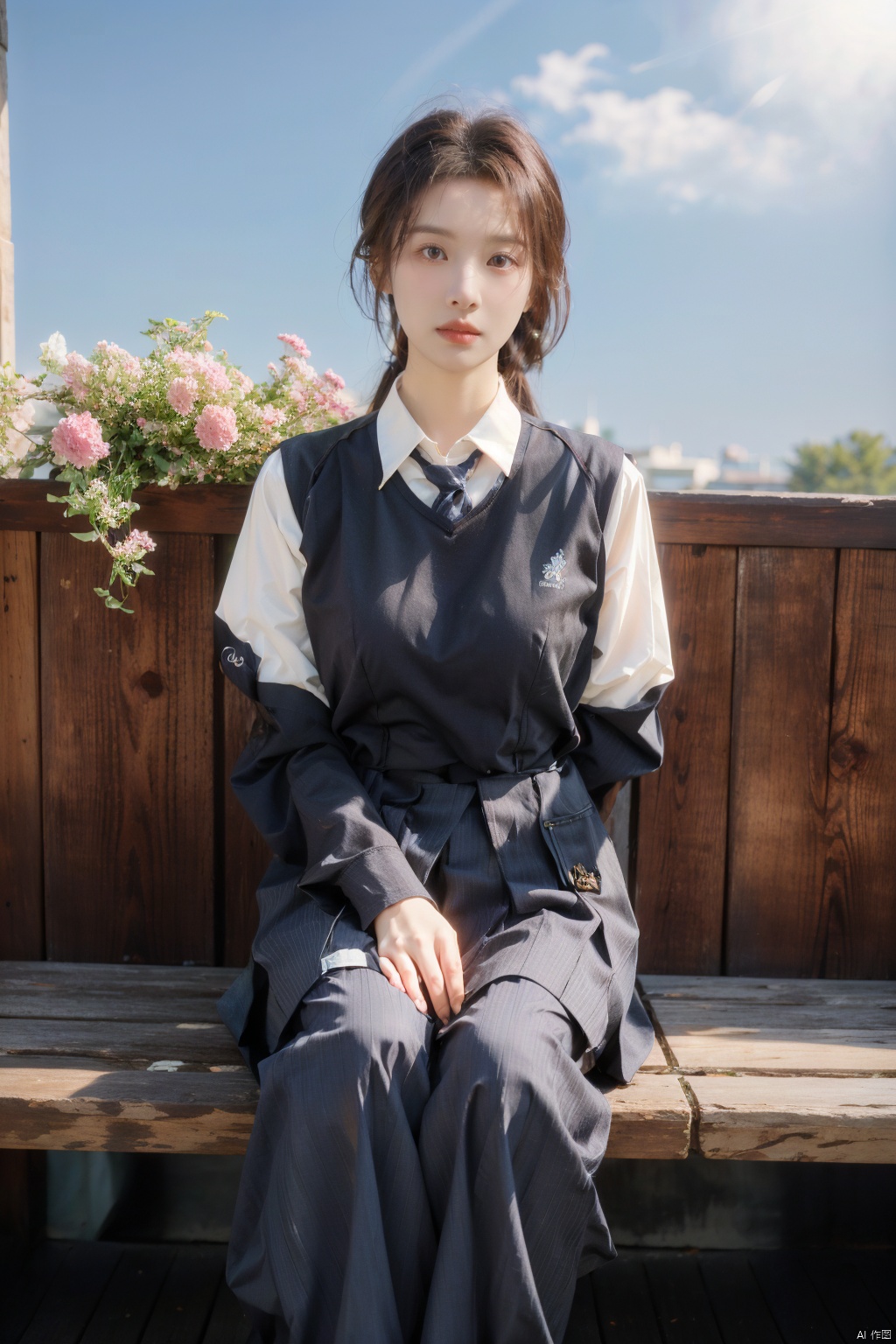  masterpiece,bestquality,realistic,8k,officialart,ultrahighres,school uniforms,1girl, Light master,Xlongni,X-Hydrangea, desert_sky, Yunxiao_Fairy,moyou