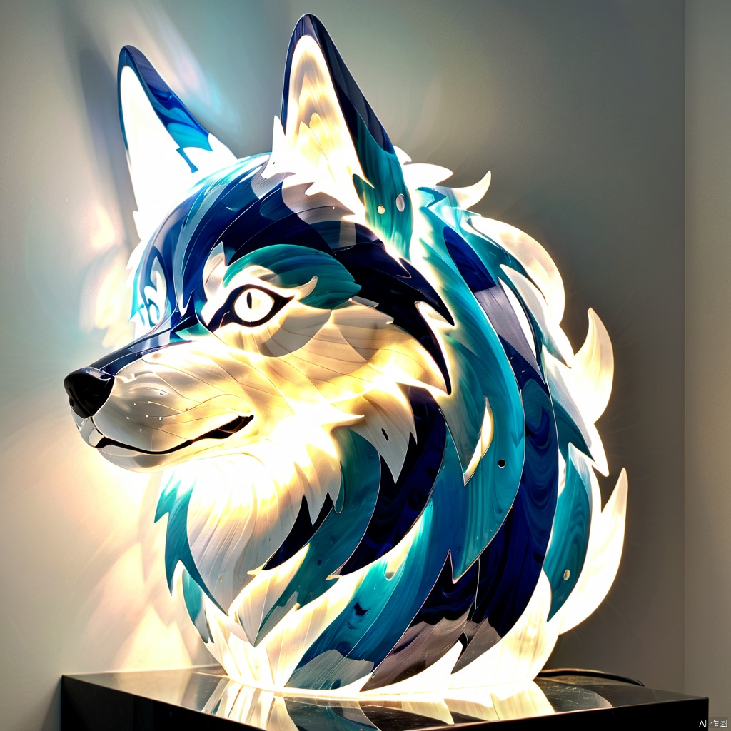 (Light Sculpture), (masterpiece), (best quality),husky