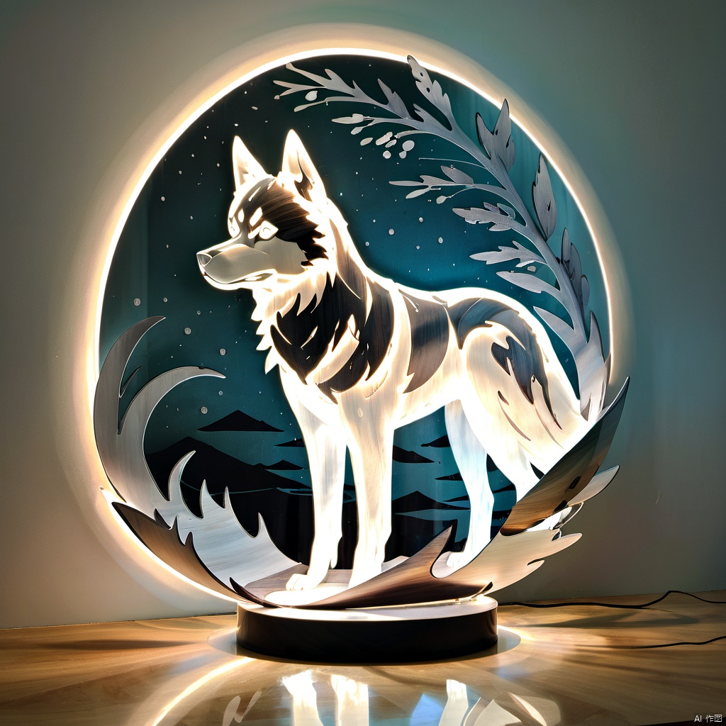 (Light Sculpture), (masterpiece), (best quality),husky