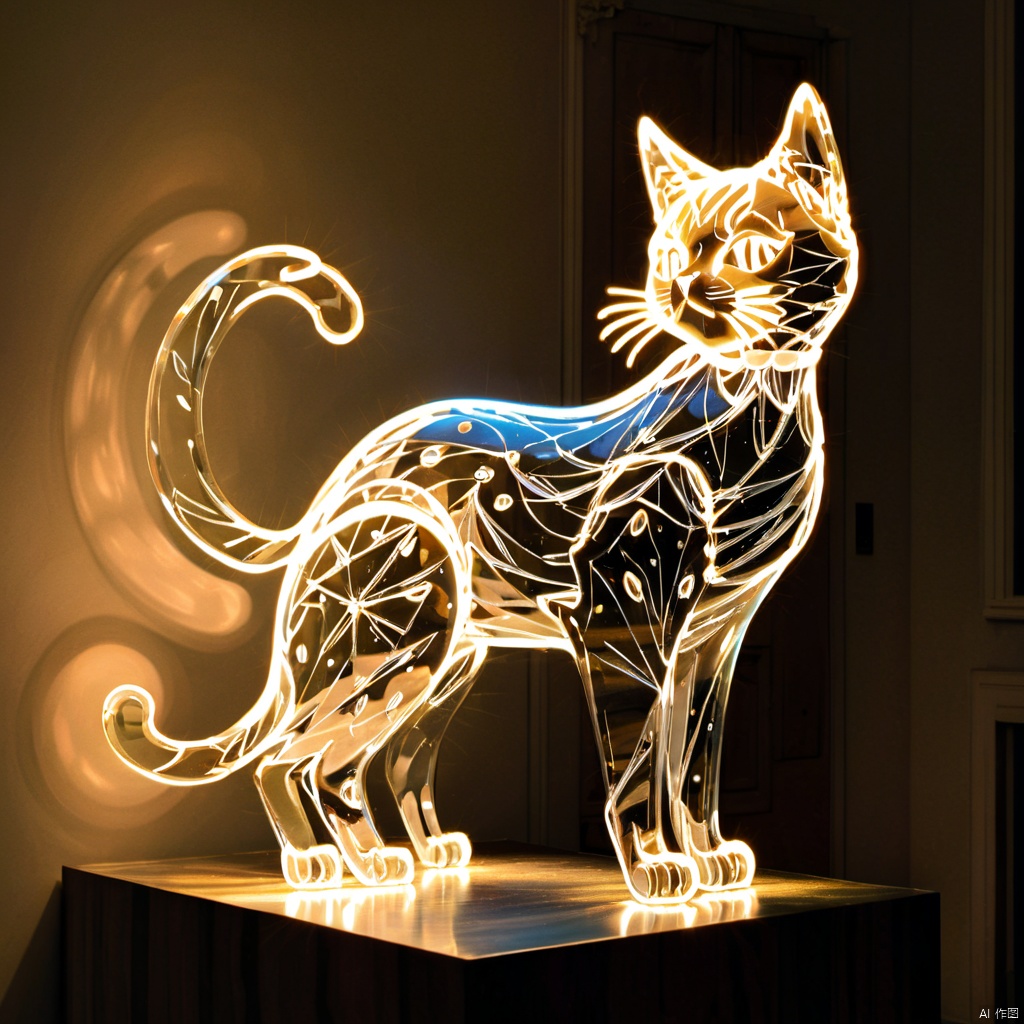 (Light Sculpture), (masterpiece), (best quality), cat,
