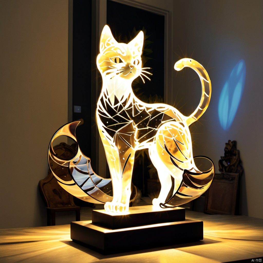 (Light Sculpture), (masterpiece), (best quality), cat,
