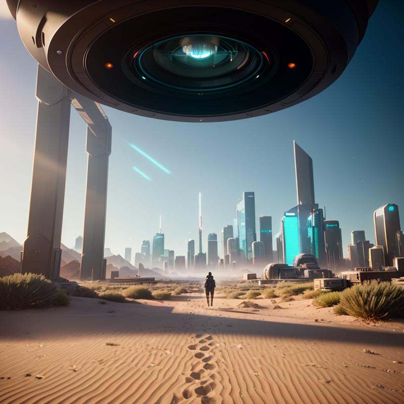FPOV shot,  wide angle,  (looking at a high tech portal on Tensor.Art