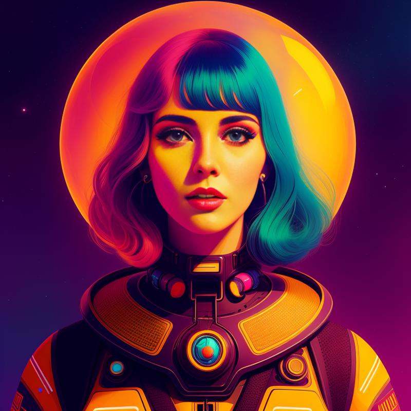 Photo of a woman,  psychedelia,  retrofuturism on Tensor.Art