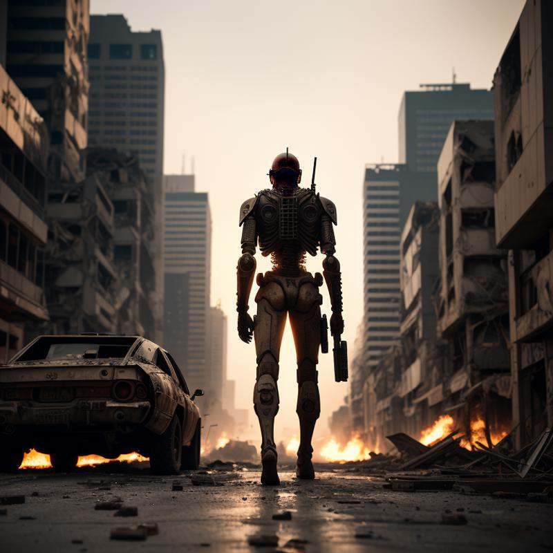 postapocalypse,  War Photography,  Ground level shot on Tensor.Art