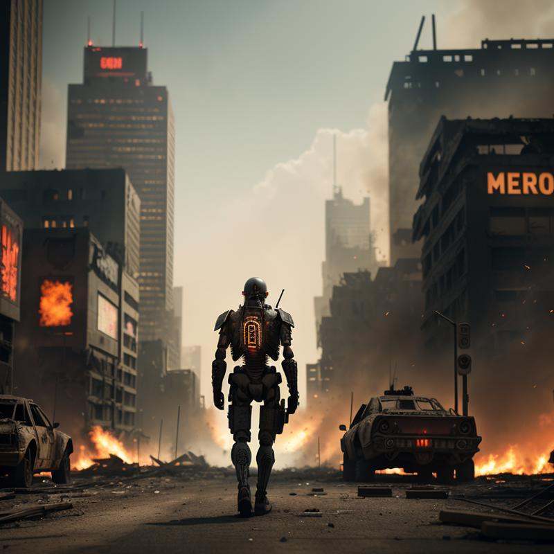 postapocalypse,  War Photography,  Ground level shot on Tensor.Art