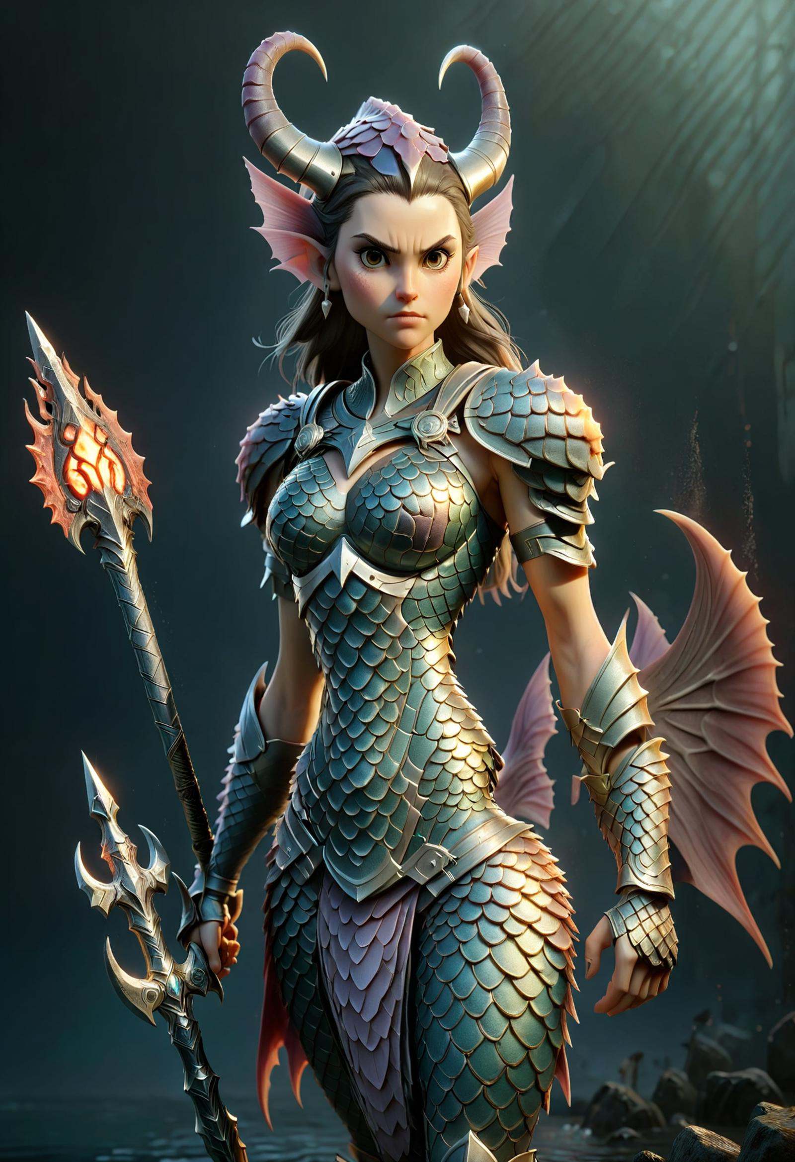 DonMF15hyXL female paolumu,  sentinel,  infernal trident on Tensor.Art
