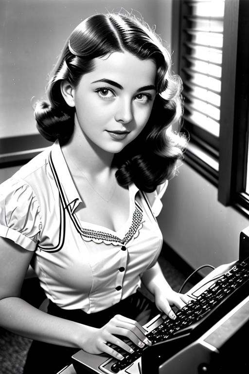 vintage photo,  of 1940s female computer,  inside university on Tensor.Art