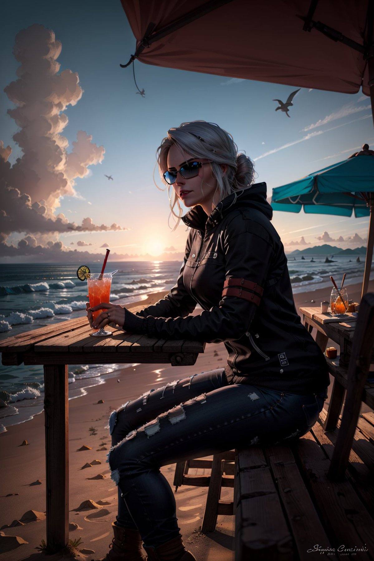 ciriW3_soul3142,  sunglasses,  black sweatshirt on Tensor.Art