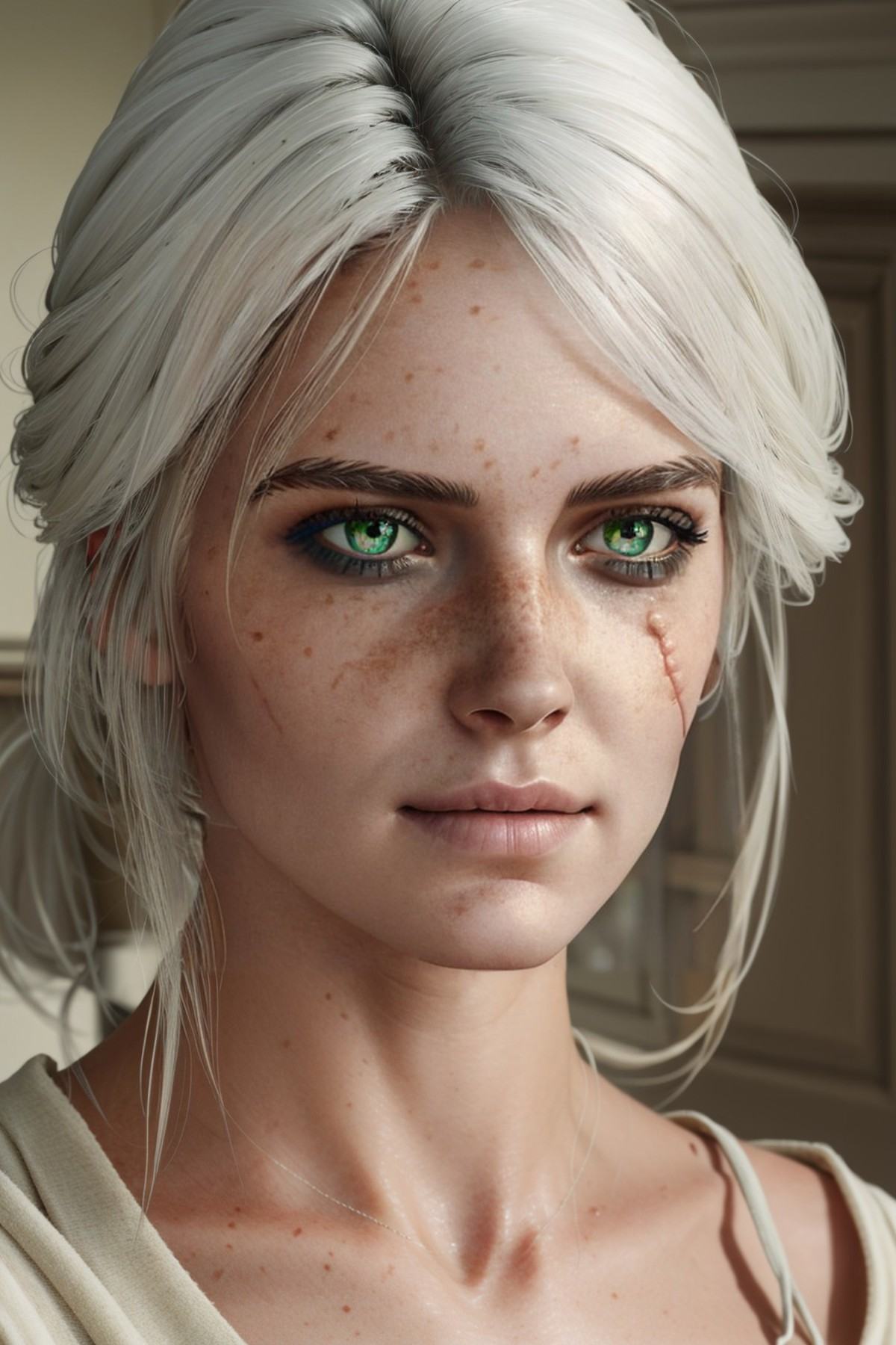 ciriW3_soul3142,  1girl,  white hair on Tensor.Art