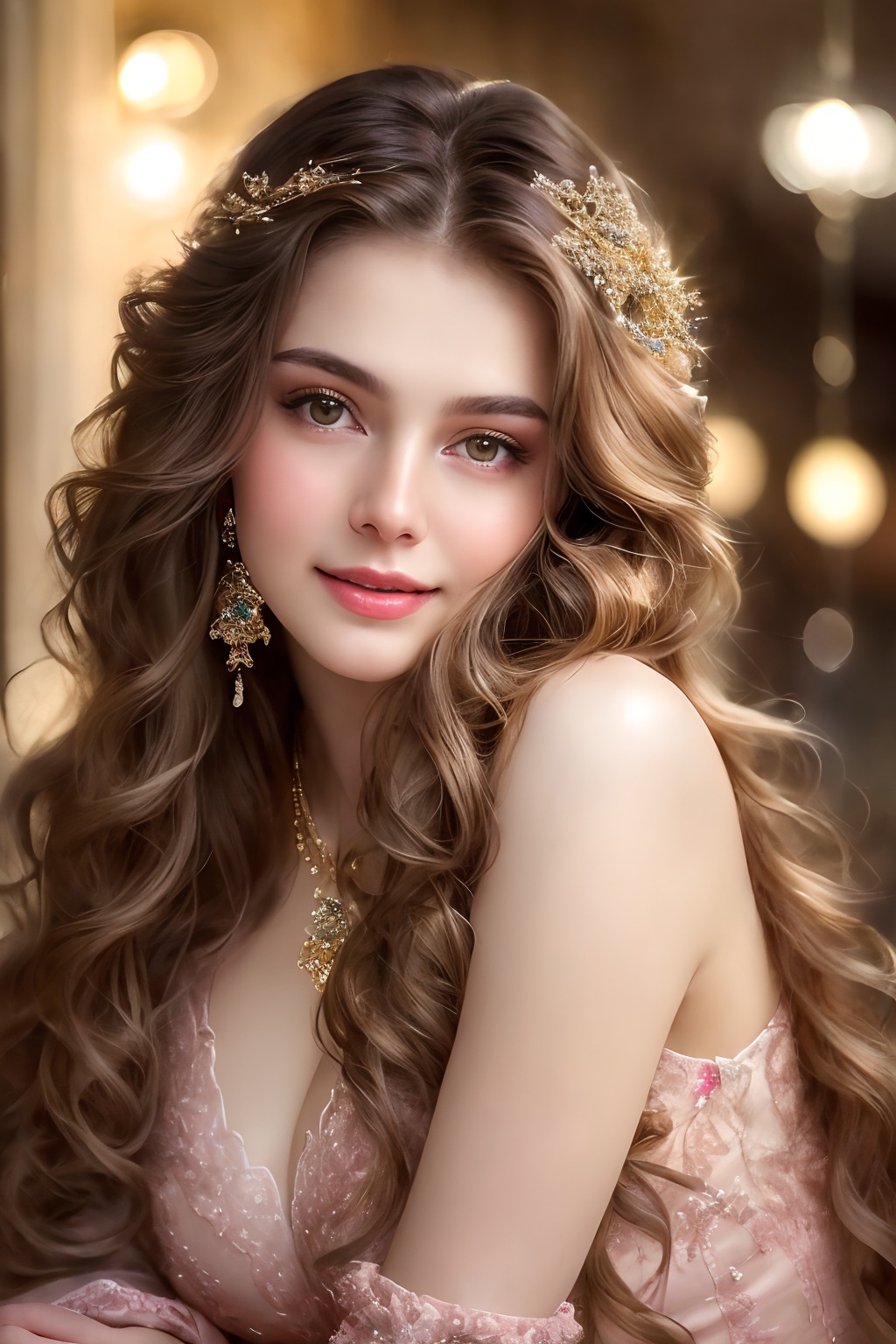 Wide-angle view of a pretty fashion model looking at the camera,  expressing a complaint as if it's our fault,  sad and th...
