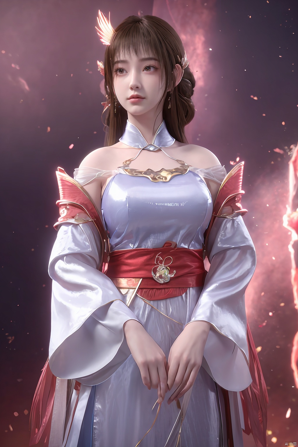 masterpiece,best quality,official art,extremely detailed CG unity 8k wallpaper,1girl, upper body,chinese clothes, above clouds, asteroid, spacecraft,  ,Xyunluo,(big_breasts:1.29),X-Hydrangea,Xlimuwan, Water_butterfly,Xcheongsam, desert_sky,girl,depth of field,moyou