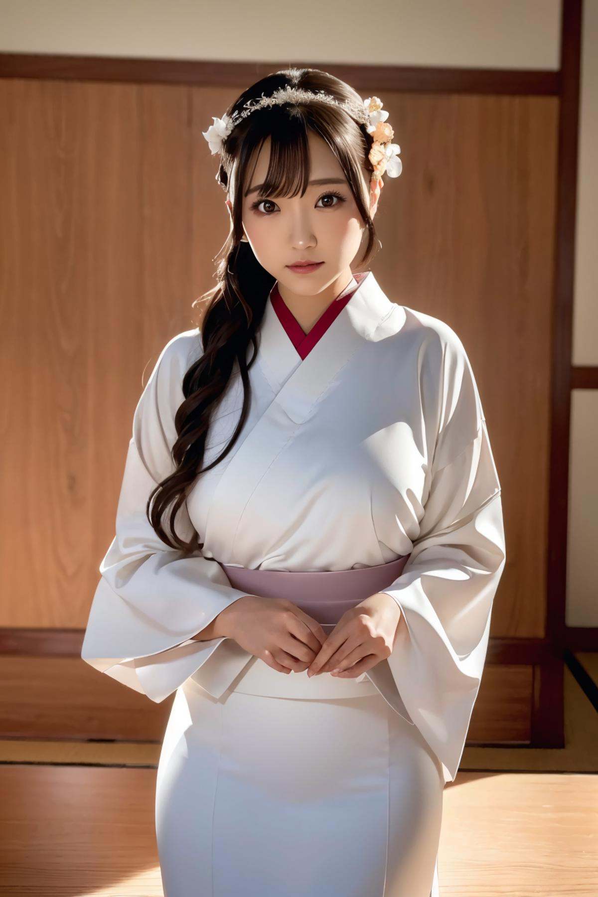 AVG_Himesaki Hana,  Traditional Japanese bridal attire (Uchikake),  cowboy shot on Tensor.Art