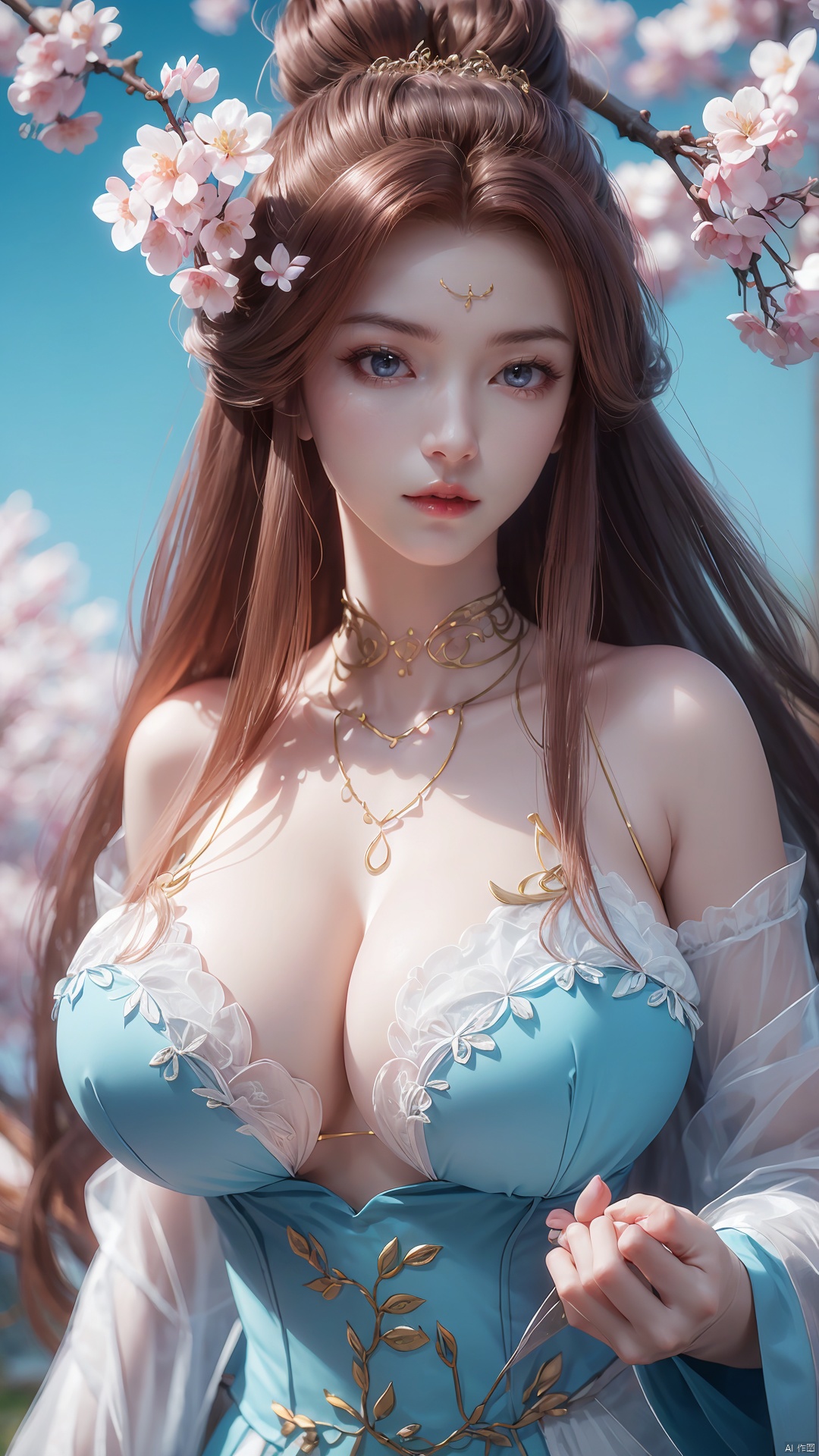upper_body,  exploring cherry blossom branches,  wonderland on Tensor.Art