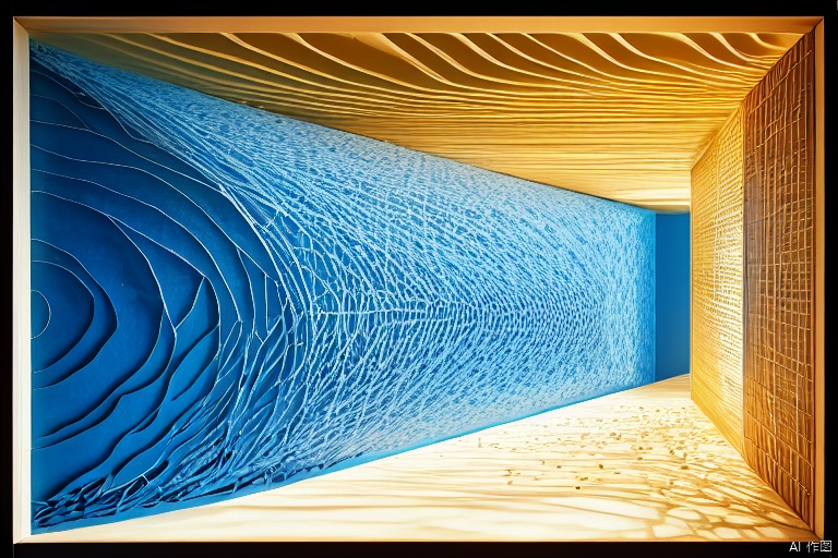 three-dimensional structure, ancient style, a tiny person walking inside a rice paper scroll, refracting sunlight, luminescence, geometric fine brushwork, song dynasty aesthetics, scroll ribbon painting, suzhou gardens, clean background, multi-layered paper-cut collage art, these shapes include various textures, like soft fabric or shiny metal. reflects light and creates the illusion of volume, with light reflections around the edges. glowing layered translucence, glowing gradient, minimalism, texture gradient background, kyanite, diffuse gradient, new chinese style, wu changshuo, zhao mengfu, chen jialing, wang ximeng, metallic acid design, by victor vasarely,, by esol lewitt, by james turrell, by olafur eliasson, by anish kapoor, by peter halley,yt