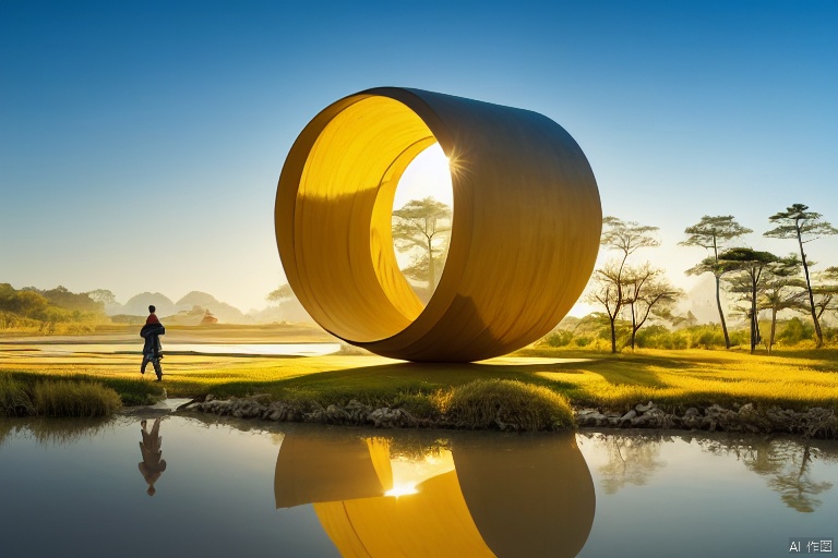 three-dimensional structure, ancient style, a tiny person walking inside a rice paper scroll, refracting sunlight, luminescence, geometric fine brushwork, song dynasty aesthetics, scroll ribbon painting, suzhou gardens, clean background, multi-layered paper-cut collage art, these shapes include various textures, like soft fabric or shiny metal. reflects light and creates the illusion of volume, with light reflections around the edges. glowing layered translucence, glowing gradient, minimalism, texture gradient background, kyanite, diffuse gradient, new chinese style, wu changshuo, zhao mengfu, chen jialing, wang ximeng, metallic acid design, by victor vasarely,, by esol lewitt, by james turrell, by olafur eliasson, by anish kapoor, by peter halley,yt