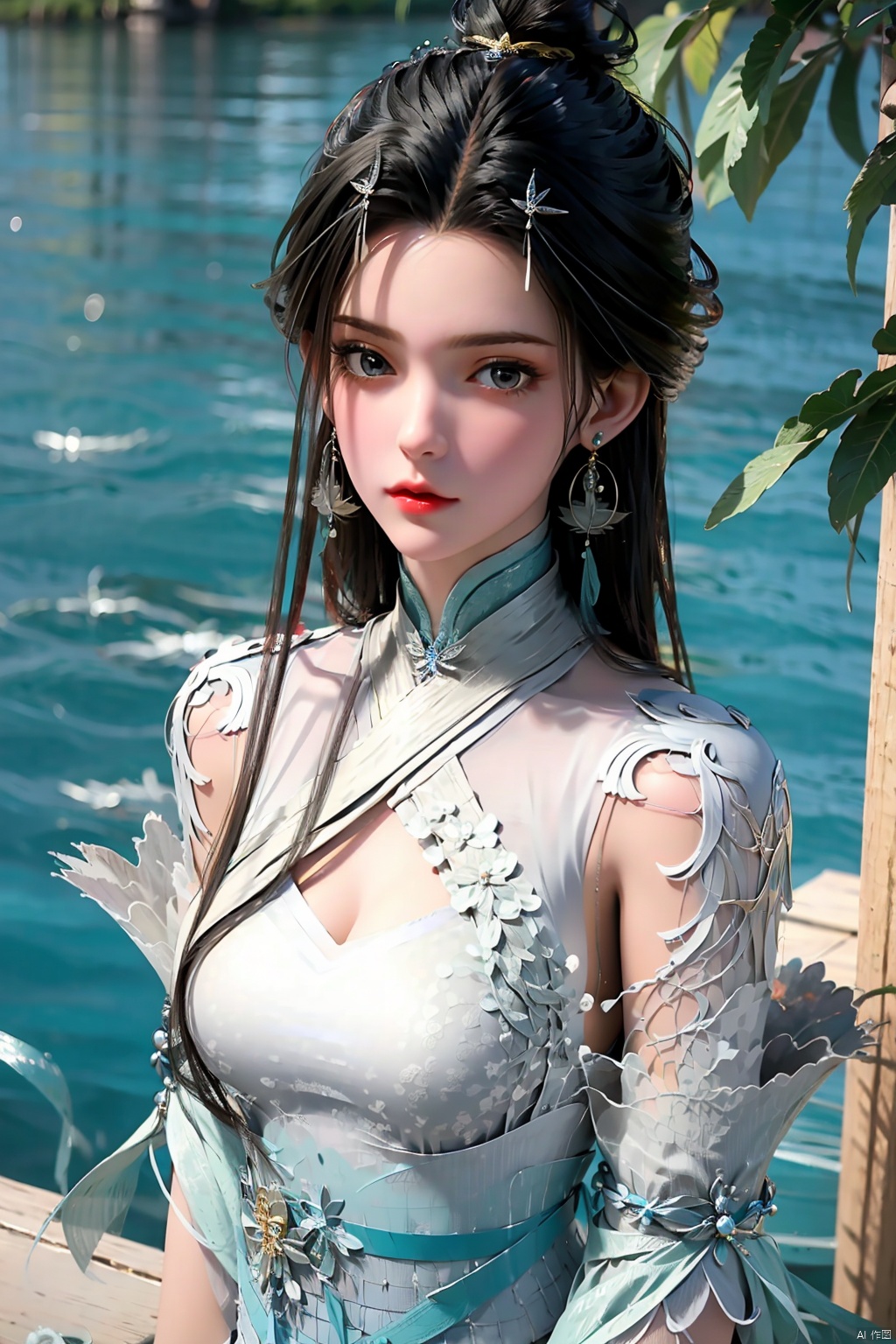  hdr, uhd, 8k, highly detailed, best quality, masterpiece, 1girl, realistic, highly detailed, (eos r8, 50mm, f1.2, 8k, raw photo:1.2), ultra realistic 8k cg,1 girl, solo focus,peafect body,long hair,(black hair:1.4),bangs,hair between eyes,sidelocks,hair over shoulder,very long hair,shiny hair,floating hair,bright eyes,big eyes,detailed eyes,beautiful eyes,hair ornament,hair flower,choker,frilled dress with lace,long dress,pleated dress,[loli],,outdoors,water,flower, in the ((sea of flowers)), flower field,meadow,beautiful detailed sky,feather,nature,(sunlight), skirt up,,moist skin, shiny skin, glossy skin, (best illumination, best shadow, extremely delicate and beautiful), perfect lighting, original, highres, dynamic angle, floating,depth of field, caustics,lens flare,warm lighting,(official art,beautiful and aesthetic:1.2),beautiful face, ultra detailed eyes, looking_at_viewer,kind smile,pose for picture,huolinger,(waist shot:1.4), ((poakl)), detail,(gold:1.3),(sitting:1.4),xiaoqingxue,1girl,black hair,black eyes,dress,earrings,gloves,hair ornament,jewelry,long hair,looking at viewer,medium breasts,realistic,solo,white dress,