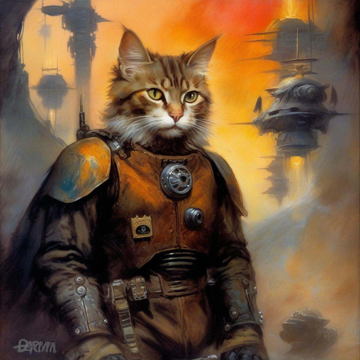 BAStyle,  highest quality,  a painting of a cute cat on Tensor.Art