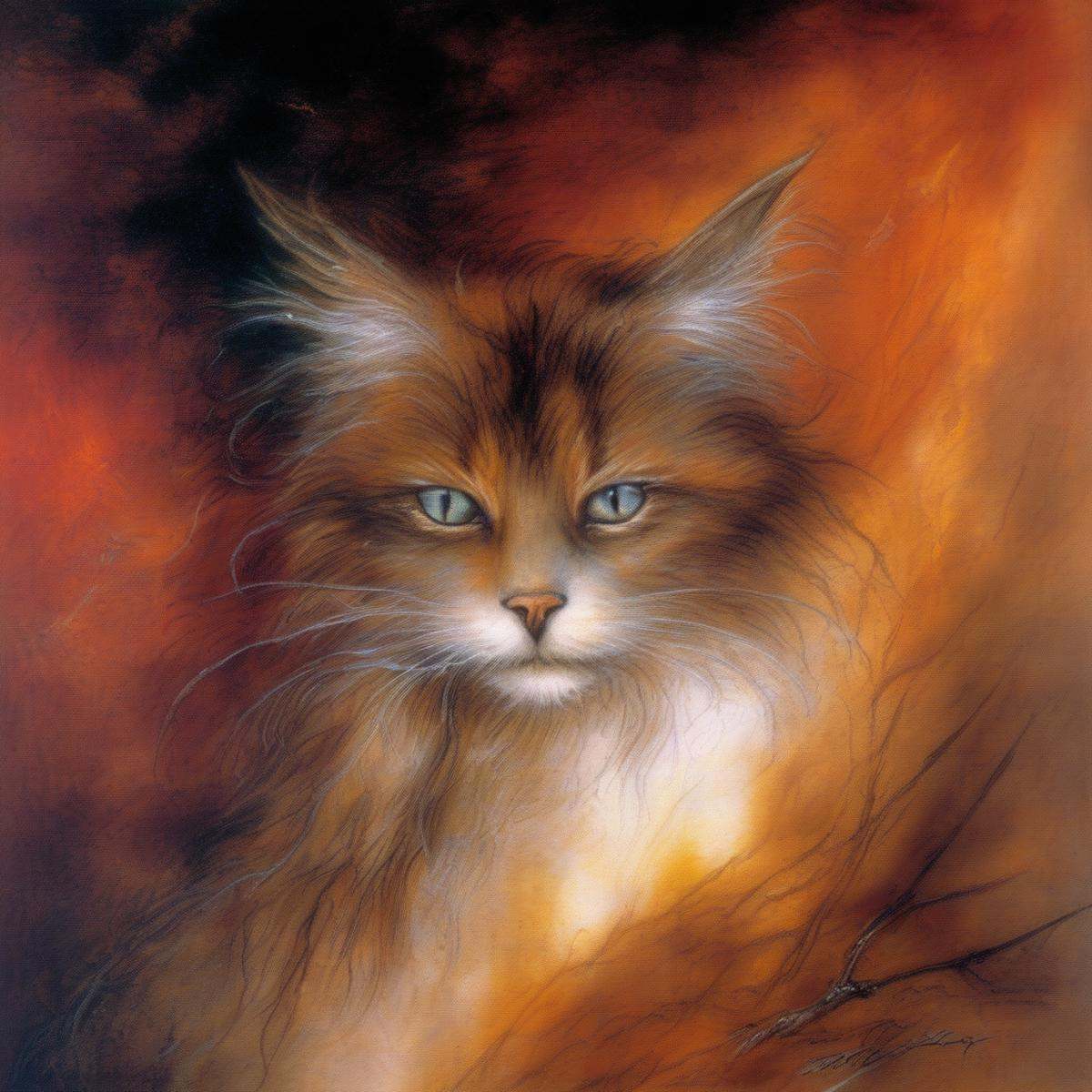 BAStyle,  highest quality,  a painting of a cute cat on Tensor.Art