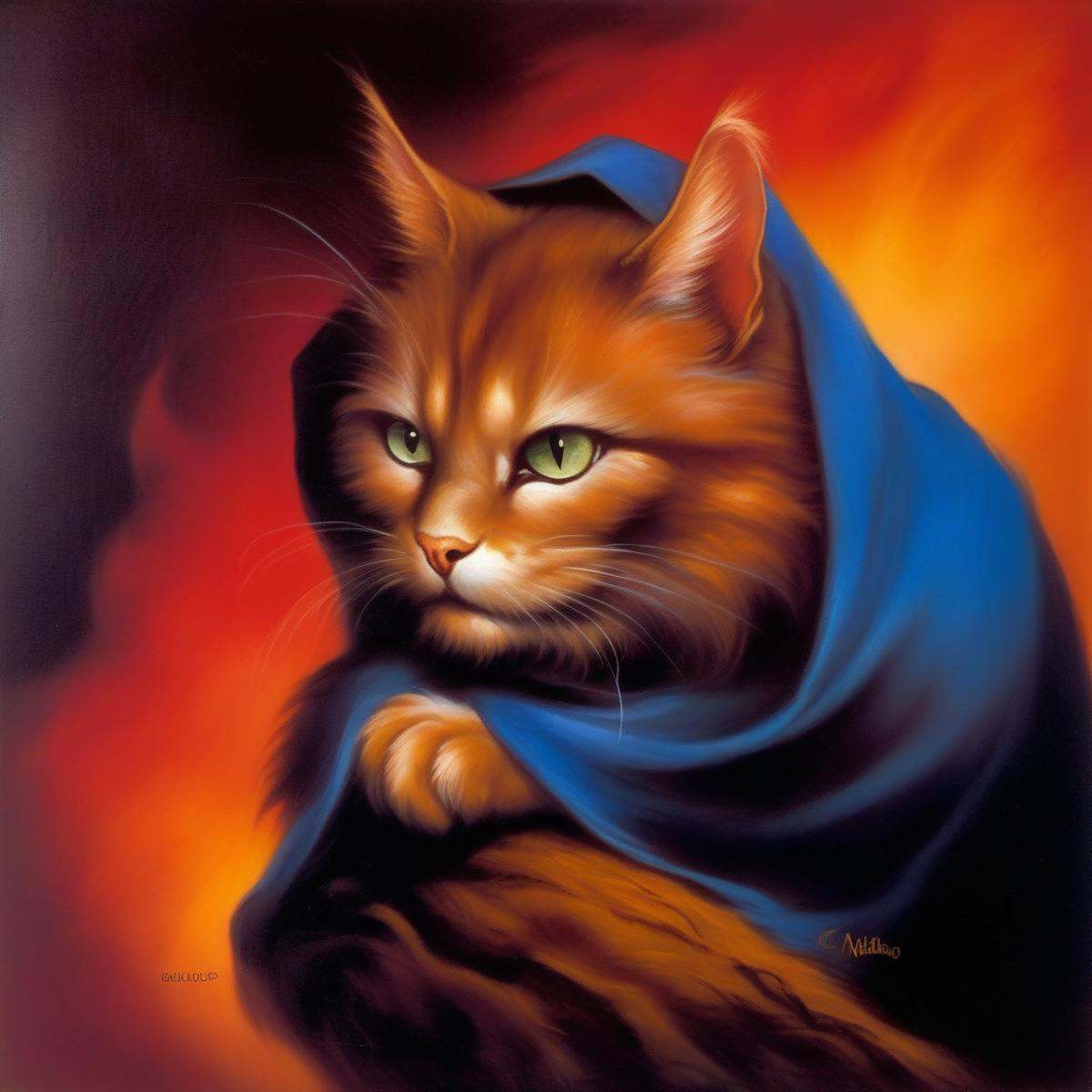 BAStyle,  highest quality,  a painting of a cute cat on Tensor.Art