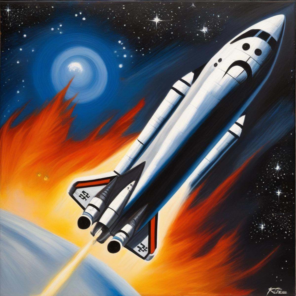 BAStyle,  highest quality,  a painting of a space shuttle on Tensor.Art