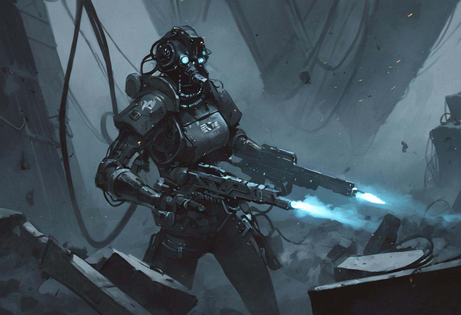 BAStyle,  Female Combat Servitor,  expressionless on Tensor.Art