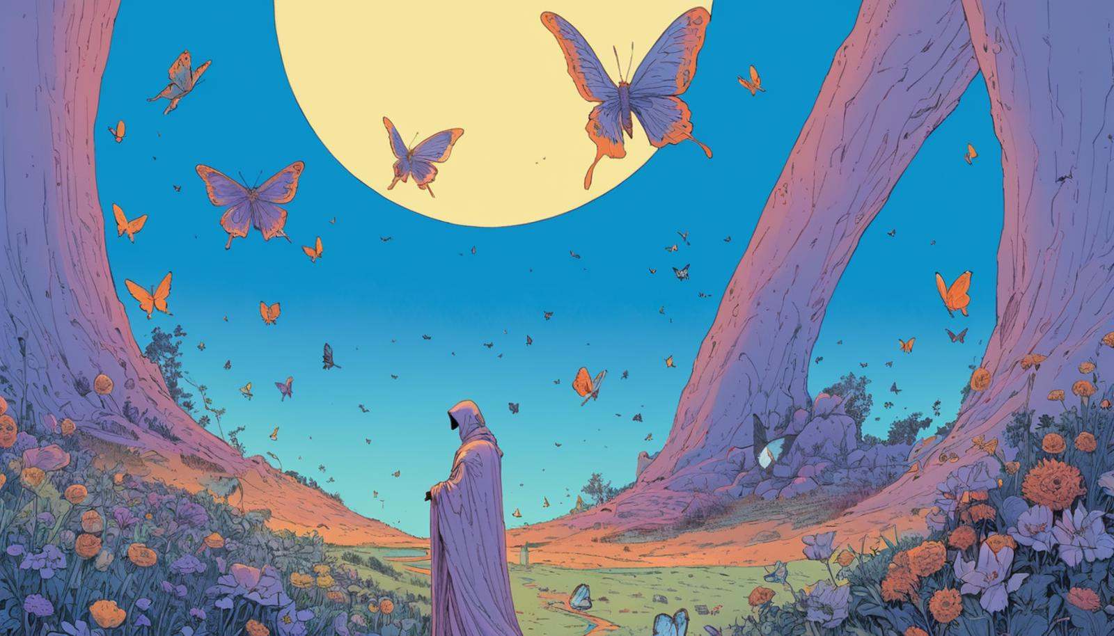 a wild world filled with light,  flowers,  butterflies on Tensor.Art