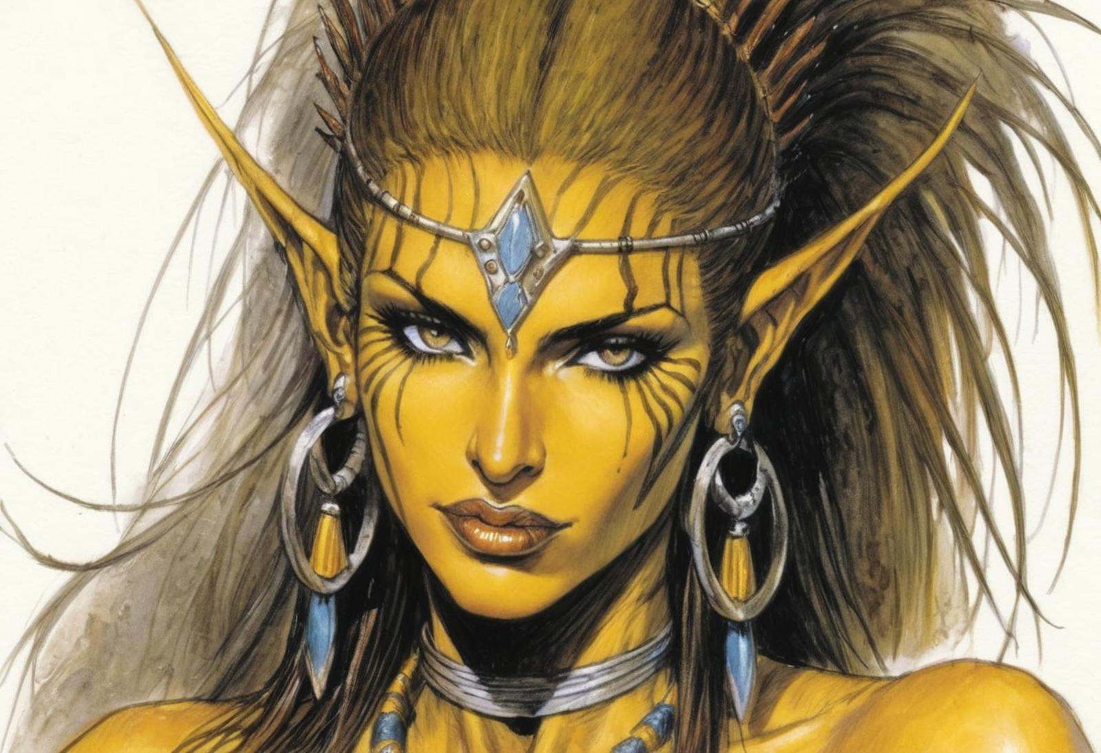 Githyanki woman,  dungeons & dragons,  yellow skin on Tensor.Art