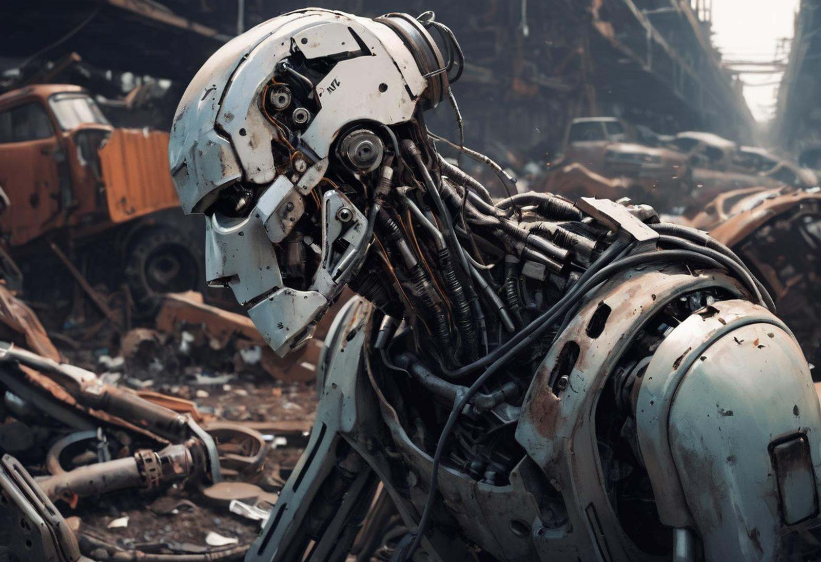 Industrial robot,  female features,  gritty on Tensor.Art
