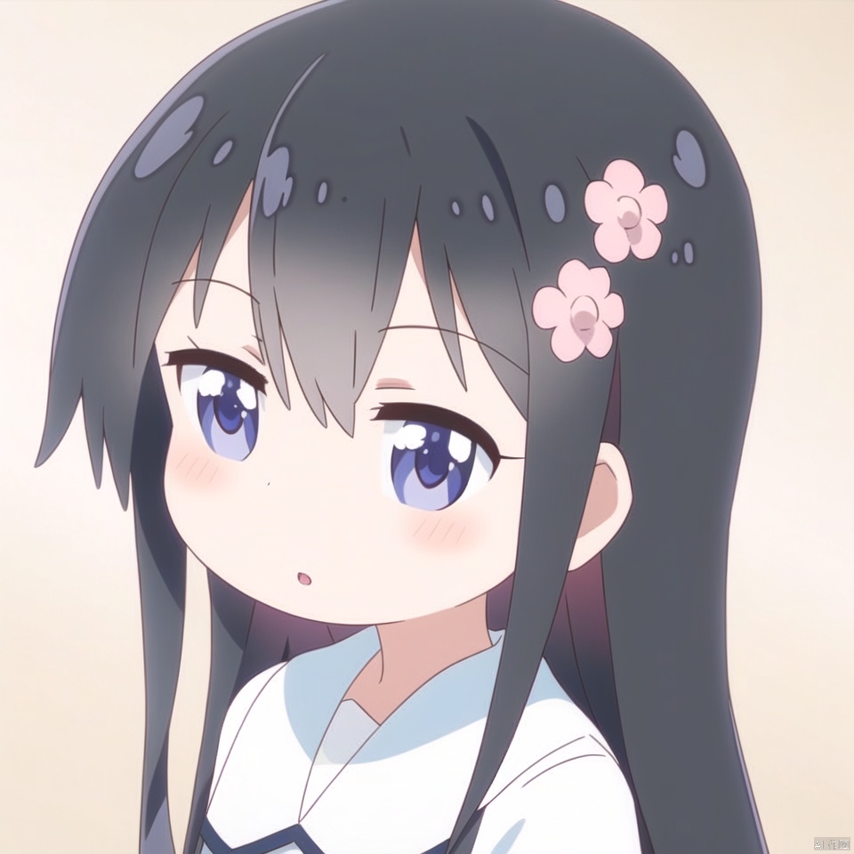masterpiece,best quality, highly detailed, hana,1loli,(child:1.1),solo,blush,pink flower,hair flower,looking at viewer,white background,simple background,simple background,white background