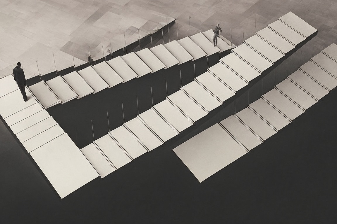 penrose_stairs,  infinite looping stairs,  impossible staircase on Tensor.Art