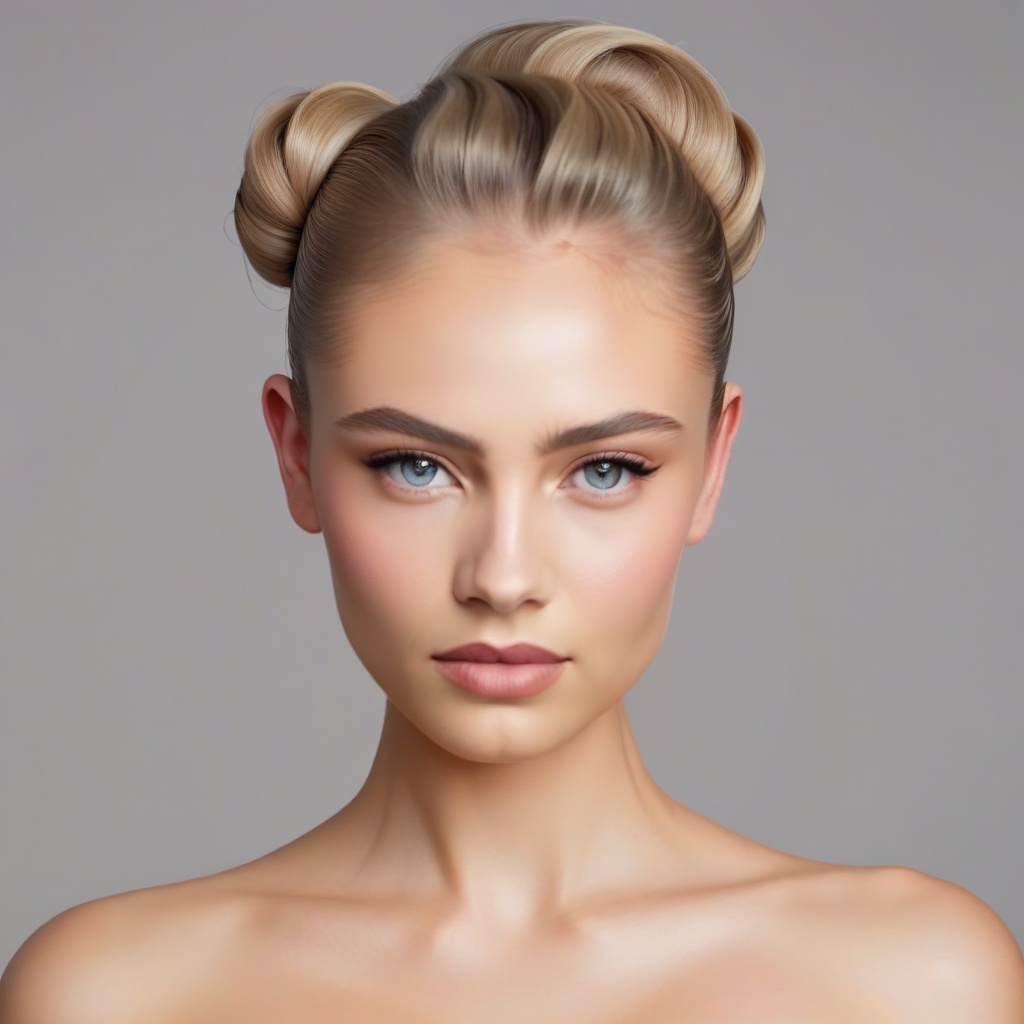 Female blonde high fashion model,  updo hair ,  photorealistic on Tensor.Art