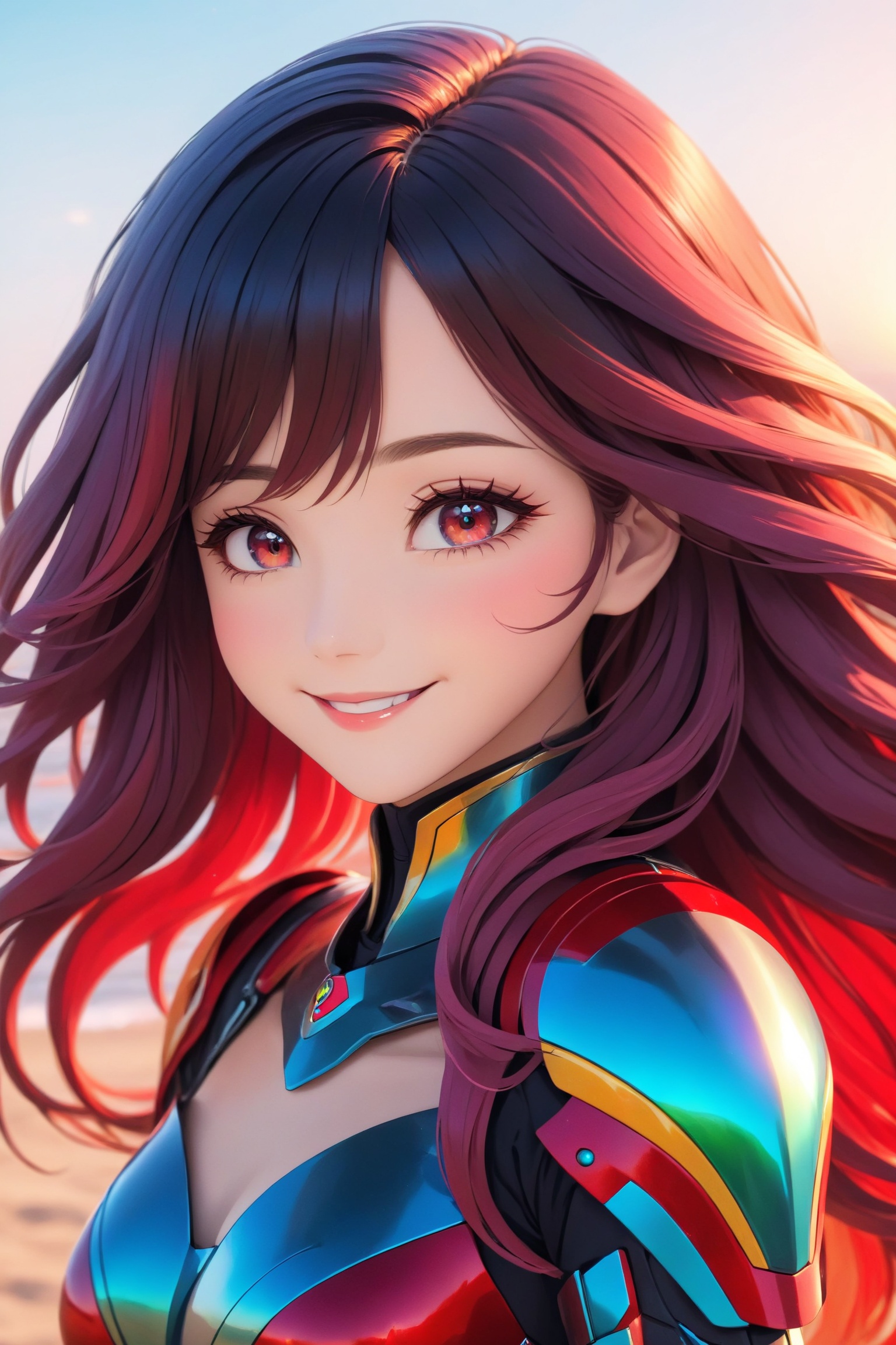 a cute anime girl,  smiling,  beautiful detailed eyes on Tensor.Art