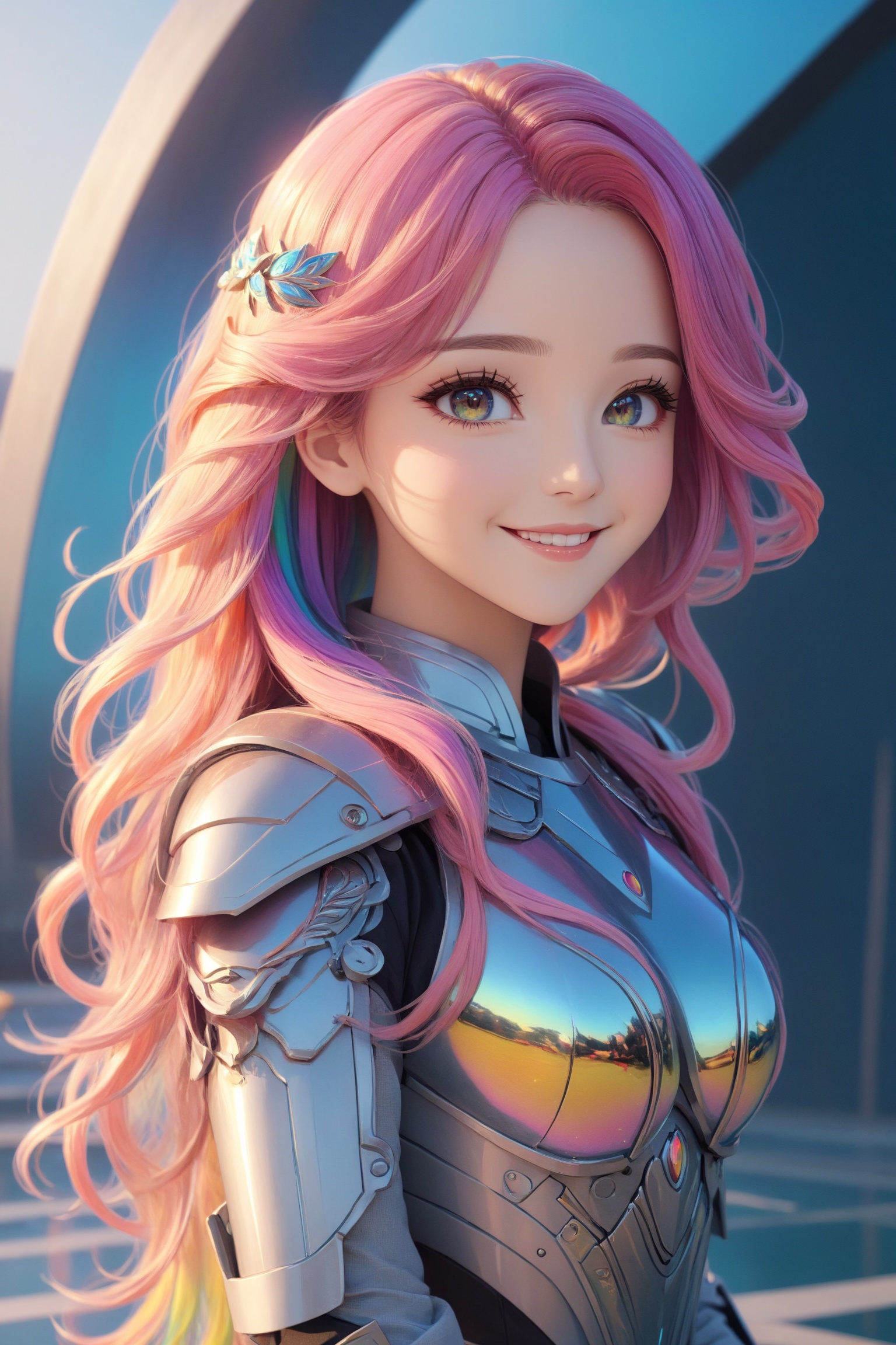 a cute anime girl,  smiling,  beautiful detailed eyes on Tensor.Art