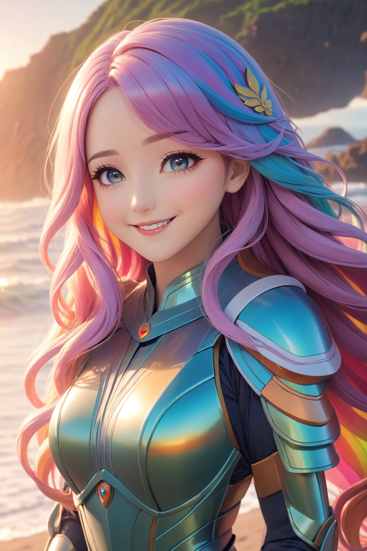 a cute anime girl,  smiling,  beautiful detailed eyes on Tensor.Art
