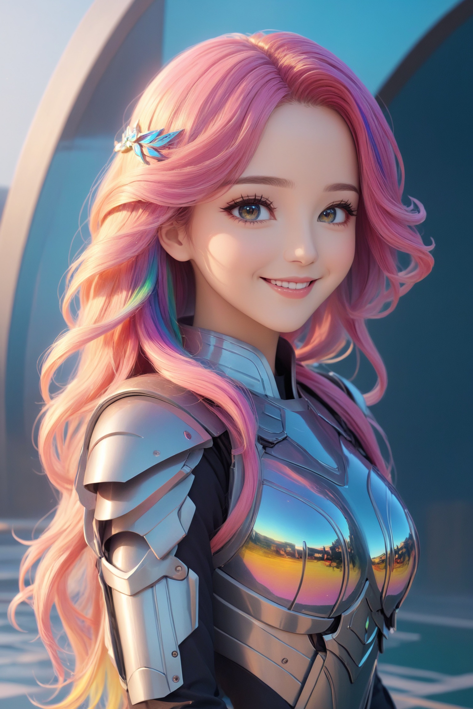 a cute anime girl,  smiling,  beautiful detailed eyes on Tensor.Art