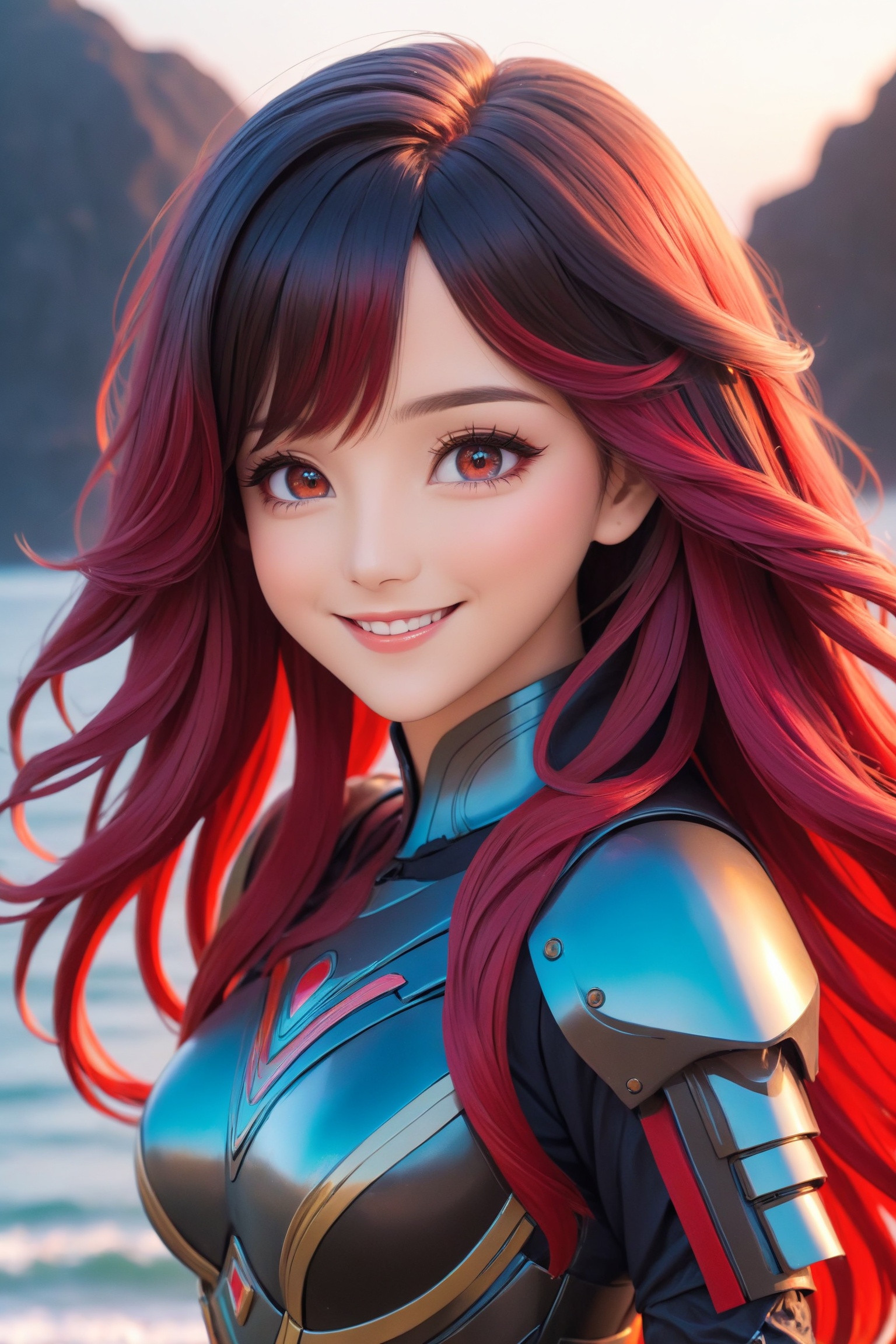 a cute anime girl,  smiling,  beautiful detailed eyes on Tensor.Art