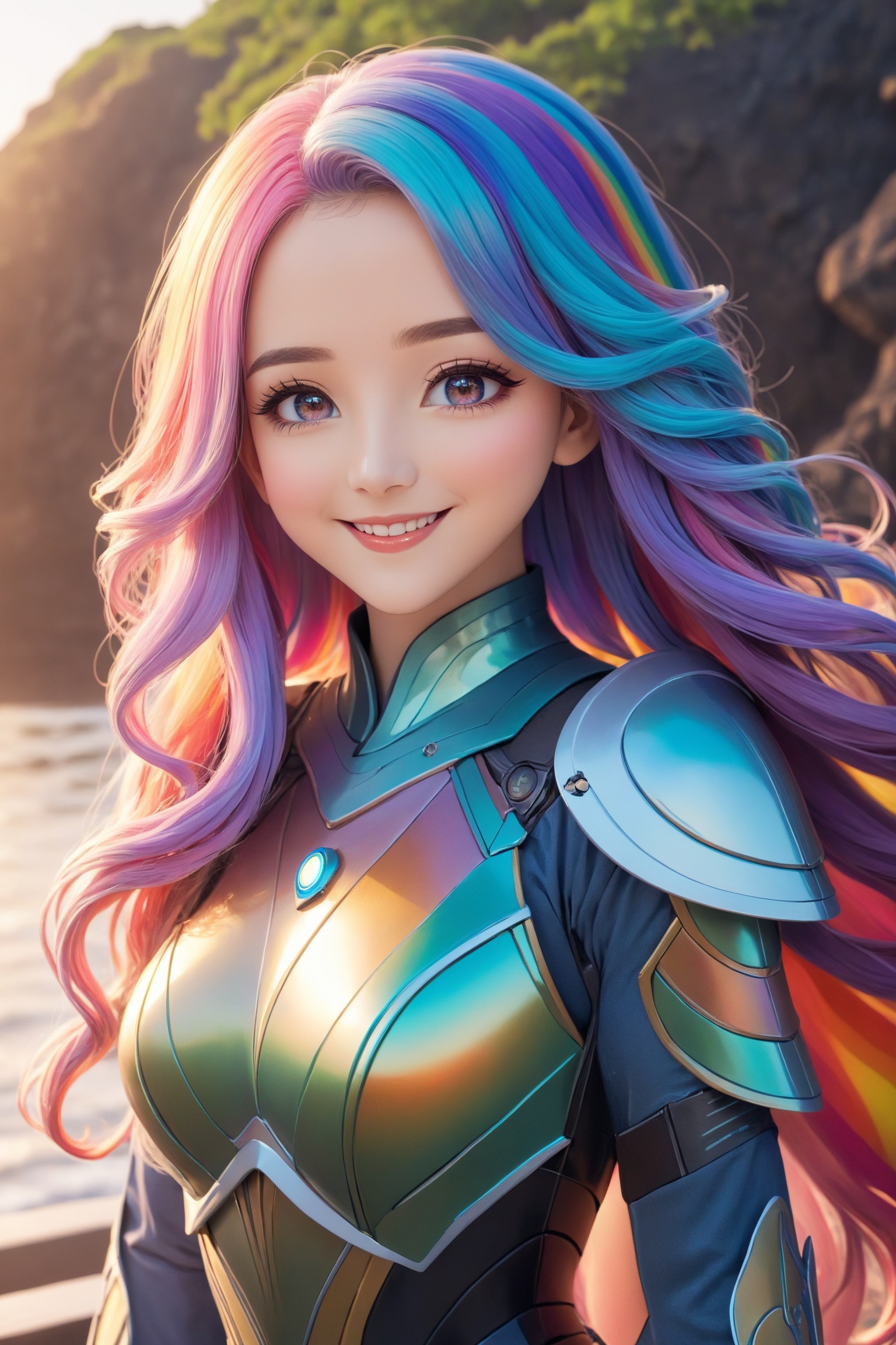 a cute anime girl,  smiling,  beautiful detailed eyes on Tensor.Art